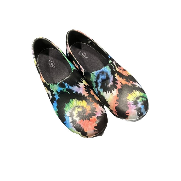Crocs Neria Pro II Graphic Slip‎ Resistant Work Clogs Women Size 8 Black Tie Dye - Picture 1 of 6